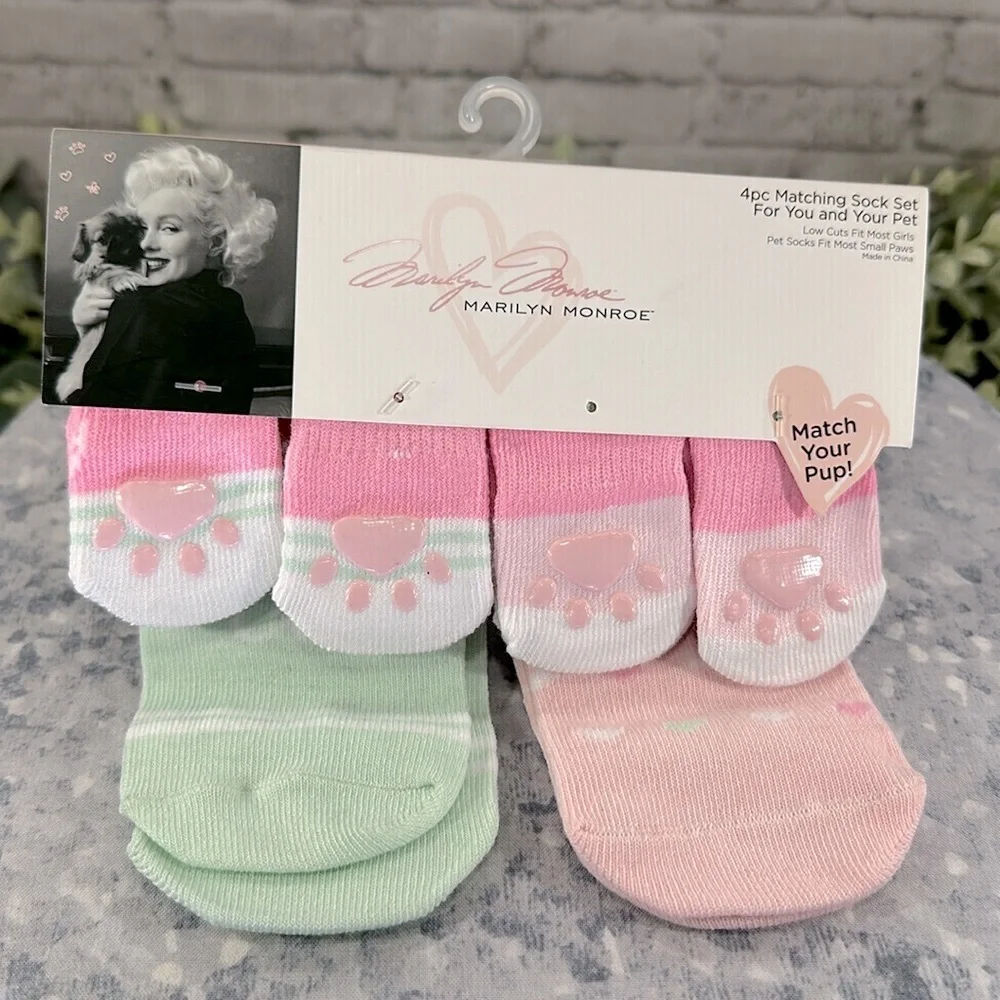 Marilyn Monroe 4 pc Matching Sock Set for You and Your Pet - Small Paws 💚NWT